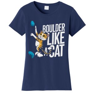 Funny Bouldering Cat – Rock Climbing & Cat Lover Design Women's T-Shirt