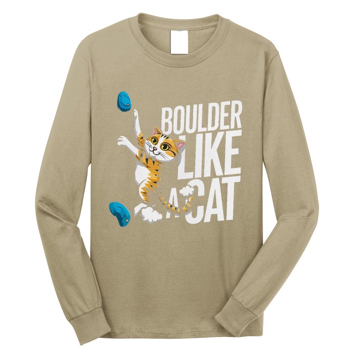 Funny Bouldering Cat – Rock Climbing & Cat Lover Design Long Sleeve Shirt