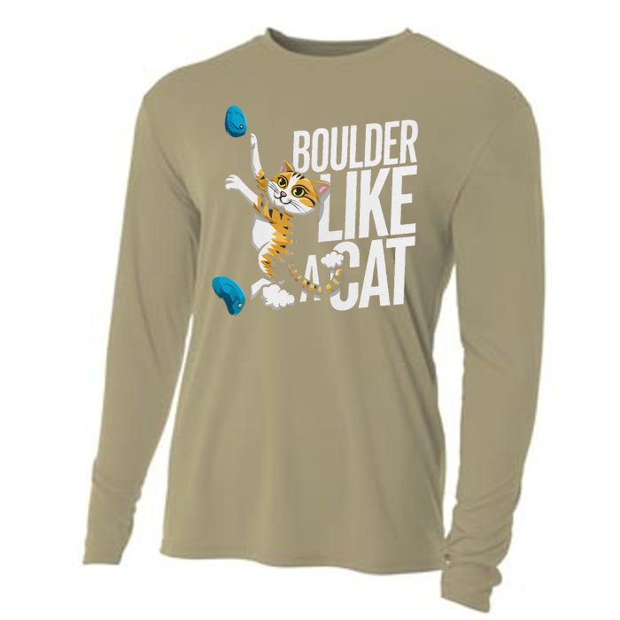 Funny Bouldering Cat – Rock Climbing & Cat Lover Design Cooling Performance Long Sleeve Crew