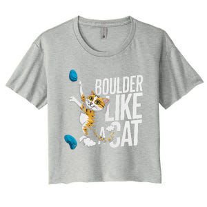 Funny Bouldering Cat – Rock Climbing & Cat Lover Design Women's Crop Top Tee