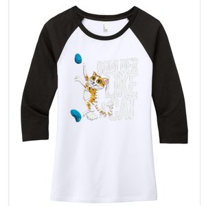 Funny Bouldering Cat – Rock Climbing & Cat Lover Design Women's Tri-Blend 3/4-Sleeve Raglan Shirt