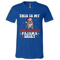 Funny Bulldog Christmas Dog Xmas This Is My Christmas Pajama Gift V-Neck T-Shirt