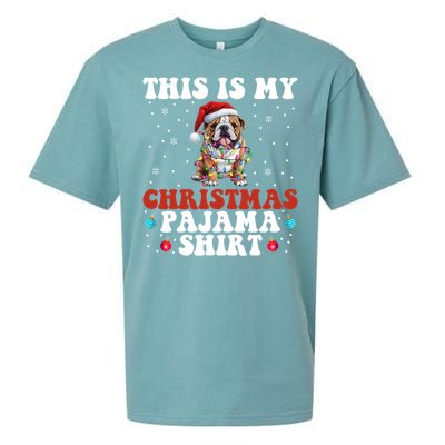 Funny Bulldog Christmas Dog Xmas This Is My Christmas Pajama Gift Sueded Cloud Jersey T-Shirt