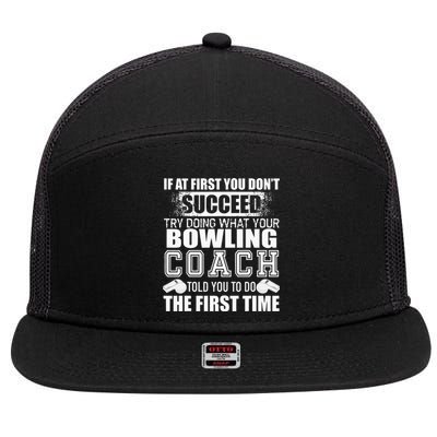 Funny Bowling Coach Thank You Gift For Coaches 7 Panel Mesh Trucker Snapback Hat