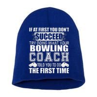 Funny Bowling Coach Thank You Gift For Coaches Short Acrylic Beanie