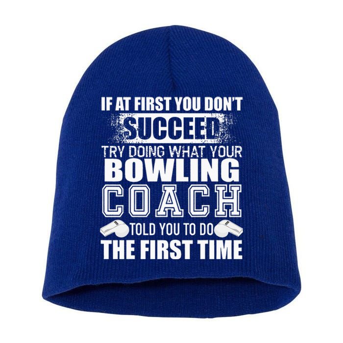 Funny Bowling Coach Thank You Gift For Coaches Short Acrylic Beanie