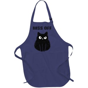 Funny Black Cat Hiss Off Meow Cat Full-Length Apron With Pockets