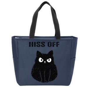 Funny Black Cat Hiss Off Meow Cat Zip Tote Bag