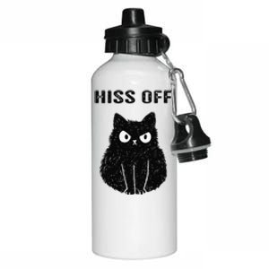 Funny Black Cat Hiss Off Meow Cat Aluminum Water Bottle