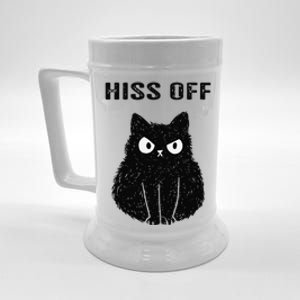 Funny Black Cat Hiss Off Meow Cat Beer Stein