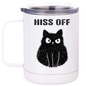 Funny Black Cat Hiss Off Meow Cat 12 oz Stainless Steel Tumbler Cup