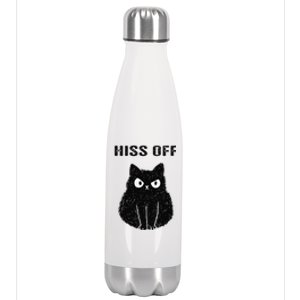 Funny Black Cat Hiss Off Meow Cat Stainless Steel Insulated Water Bottle