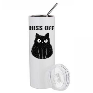 Funny Black Cat Hiss Off Meow Cat Stainless Steel Tumbler