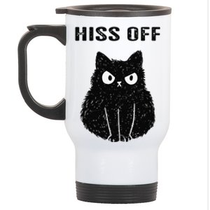 Funny Black Cat Hiss Off Meow Cat Stainless Steel Travel Mug