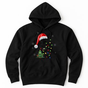 Funny Black Cat Christmas Lights Santa Hat Xmas Hoodie