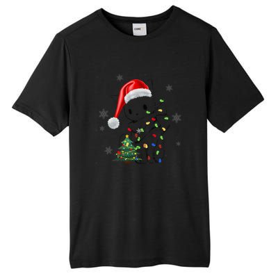 Funny Black Cat Christmas Lights Santa Hat Xmas Tall Fusion ChromaSoft Performance T-Shirt