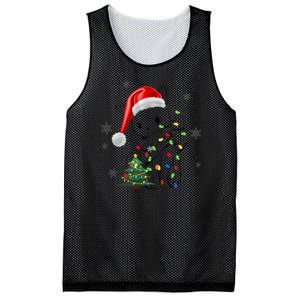 Funny Black Cat Christmas Lights Santa Hat Xmas Mesh Reversible Basketball Jersey Tank