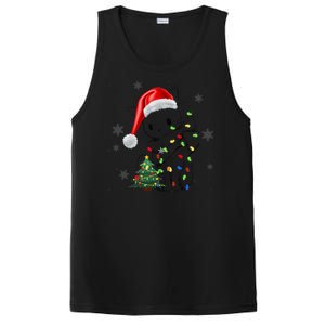 Funny Black Cat Christmas Lights Santa Hat Xmas PosiCharge Competitor Tank