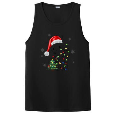 Funny Black Cat Christmas Lights Santa Hat Xmas PosiCharge Competitor Tank