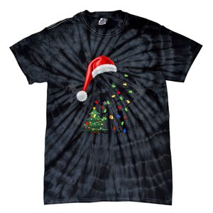 Funny Black Cat Christmas Lights Santa Hat Xmas Tie-Dye T-Shirt