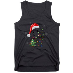 Funny Black Cat Christmas Lights Santa Hat Xmas Tank Top