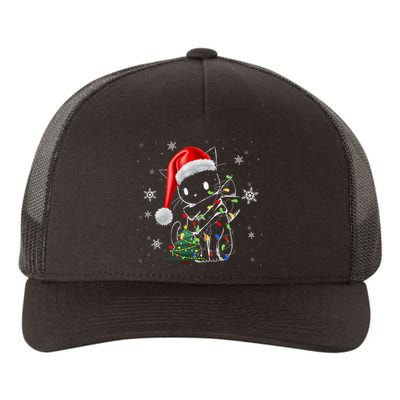 Funny Black Cat Christmas Lights Santa Hat Xmas Yupoong Adult 5-Panel Trucker Hat