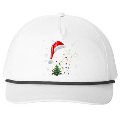 Funny Black Cat Christmas Lights Santa Hat Xmas Snapback Five-Panel Rope Hat