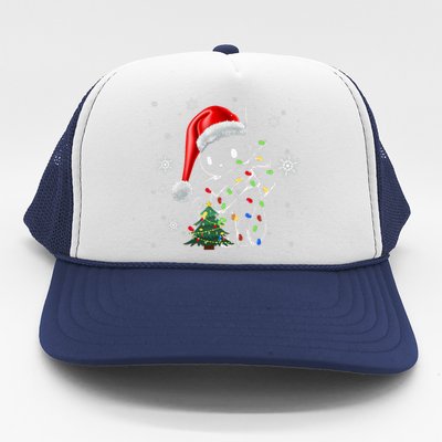 Funny Black Cat Christmas Lights Santa Hat Xmas Trucker Hat