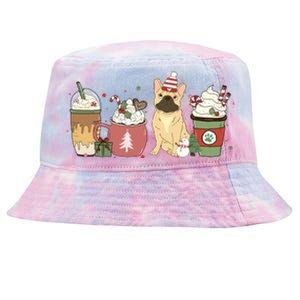 French Bulldog Coffee Latte Winter Christmas Dog Mom Holiday Gift Tie-Dyed Bucket Hat