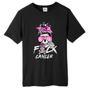 Fuck Breast Cancer  Warrior Pink Ribbon Messy Bun Hair Tall Fusion ChromaSoft Performance T-Shirt