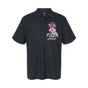 Fuck Breast Cancer  Warrior Pink Ribbon Messy Bun Hair Softstyle Adult Sport Polo