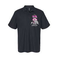 Fuck Breast Cancer  Warrior Pink Ribbon Messy Bun Hair Softstyle Adult Sport Polo