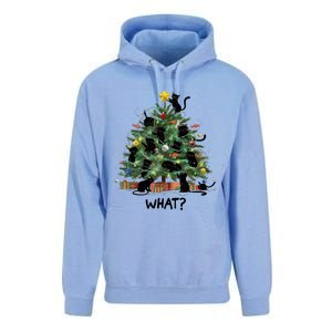 Funny Black Cat Pushing Christmas Tree Over Cat What Unisex Surf Hoodie