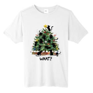 Funny Black Cat Pushing Christmas Tree Over Cat What Tall Fusion ChromaSoft Performance T-Shirt