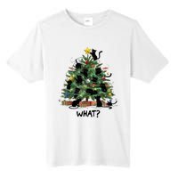 Funny Black Cat Pushing Christmas Tree Over Cat What Tall Fusion ChromaSoft Performance T-Shirt