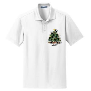 Funny Black Cat Pushing Christmas Tree Over Cat What Dry Zone Grid Polo