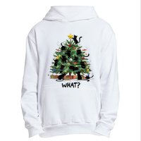 Funny Black Cat Pushing Christmas Tree Over Cat What Urban Pullover Hoodie