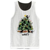 Funny Black Cat Pushing Christmas Tree Over Cat What Mesh Reversible Basketball Jersey Tank