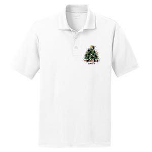 Funny Black Cat Pushing Christmas Tree Over Cat What PosiCharge RacerMesh Polo