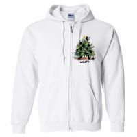 Funny Black Cat Pushing Christmas Tree Over Cat What Full Zip Hoodie