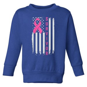 Fight Breast Cancer Cool Funny Gift Fight Cancer Us Flag Raglan Baseball Tee Toddler Sweatshirt