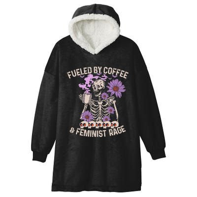 Fueled By Coffee & Feminist Rage Feminism Coffee Lovers Hooded Wearable Blanket