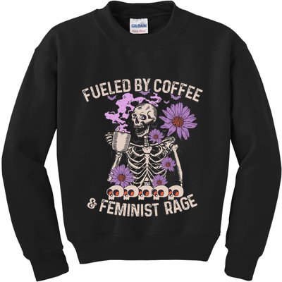 Fueled By Coffee & Feminist Rage Feminism Coffee Lovers Kids Sweatshirt