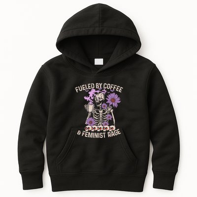 Fueled By Coffee & Feminist Rage Feminism Coffee Lovers Kids Hoodie