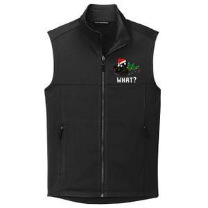 Funny Black Cat Pushing Christmas Tree Over Graphic Design Collective Smooth Fleece Vest