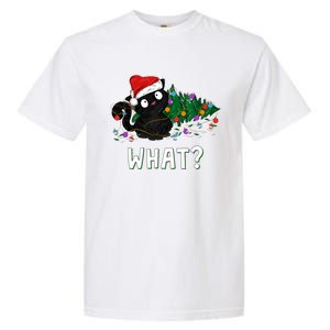 Funny Black Cat Pushing Christmas Tree Over Graphic Design Garment-Dyed Heavyweight T-Shirt