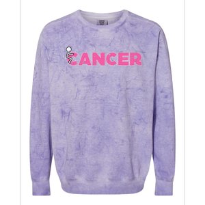 Fuck Breast Cancer Stick Figure Pink Ribbon Awareness Colorblast Crewneck Sweatshirt