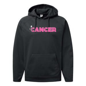 Fuck Breast Cancer Stick Figure Pink Ribbon Awareness Performance Fleece Hoodie