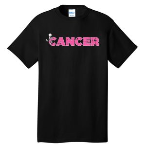 Fuck Breast Cancer Stick Figure Pink Ribbon Awareness Tall T-Shirt