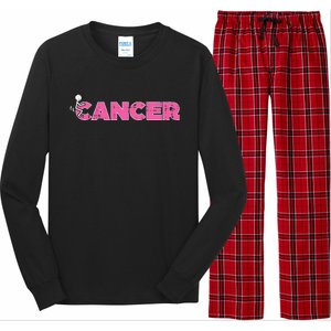 Fuck Breast Cancer Stick Figure Pink Ribbon Awareness Long Sleeve Pajama Set